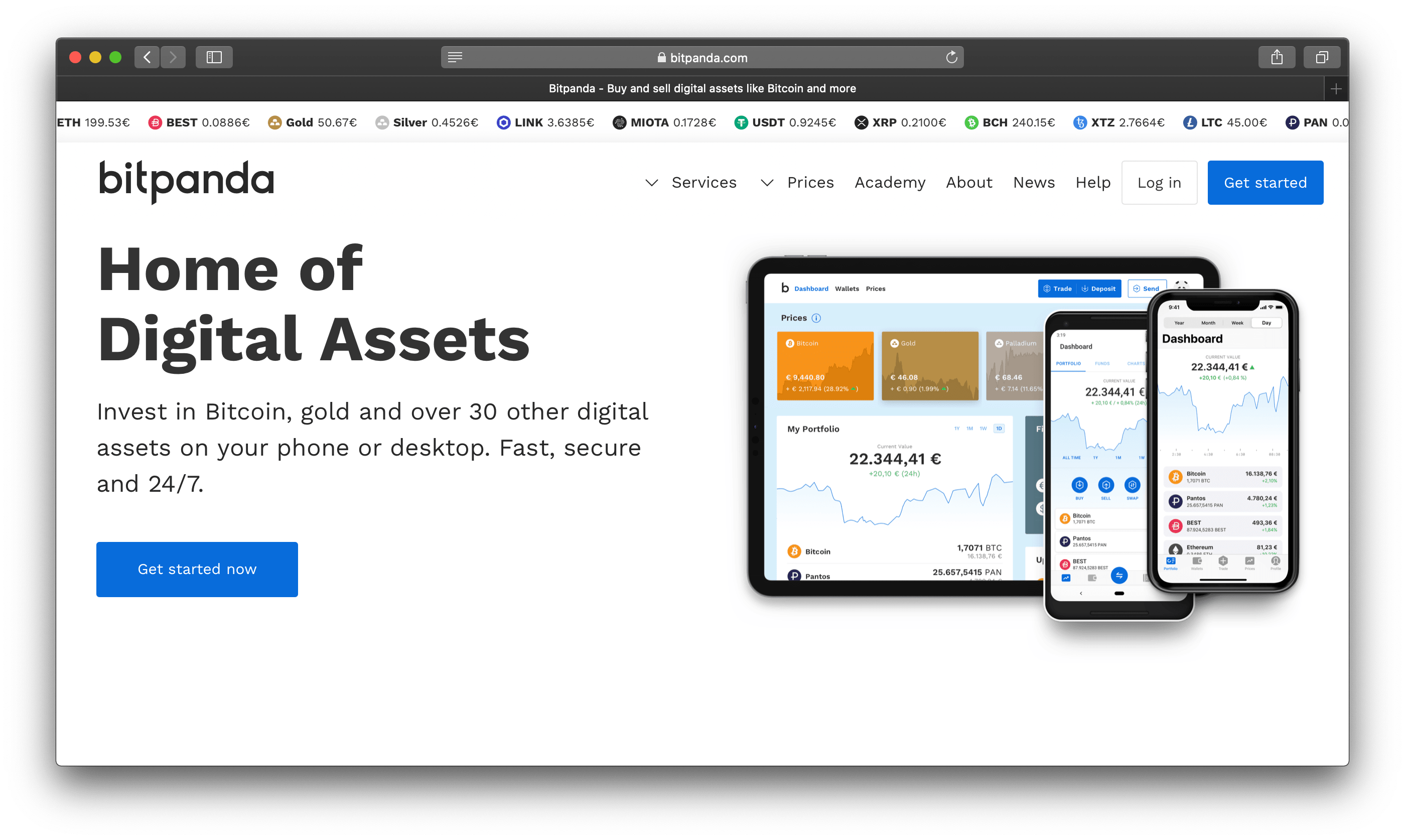 Screenshot of BitPanda’s website