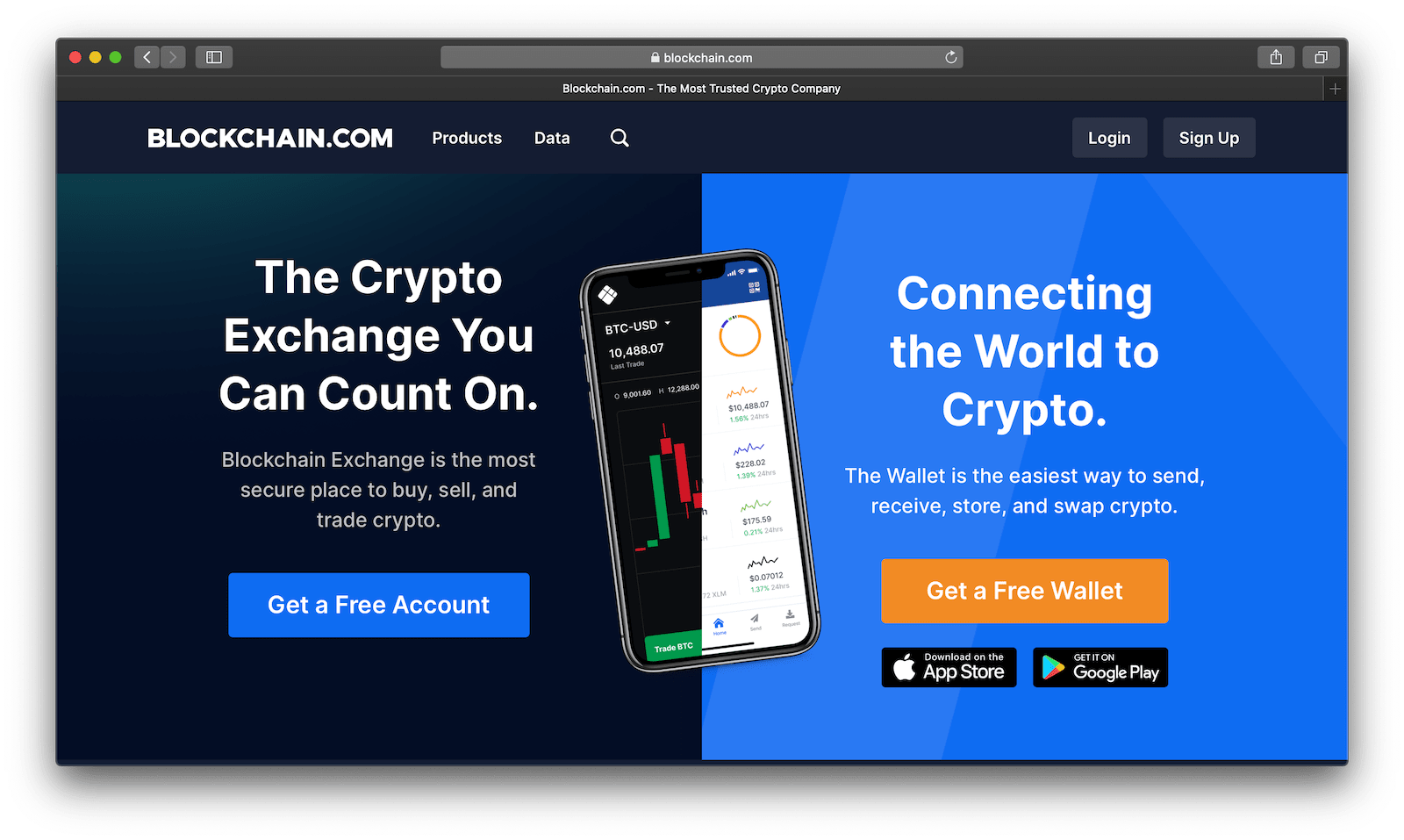 Screenshot of Blockchain.com’s website