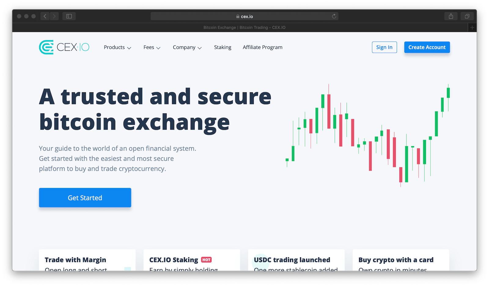 Screenshot of CEX’s website