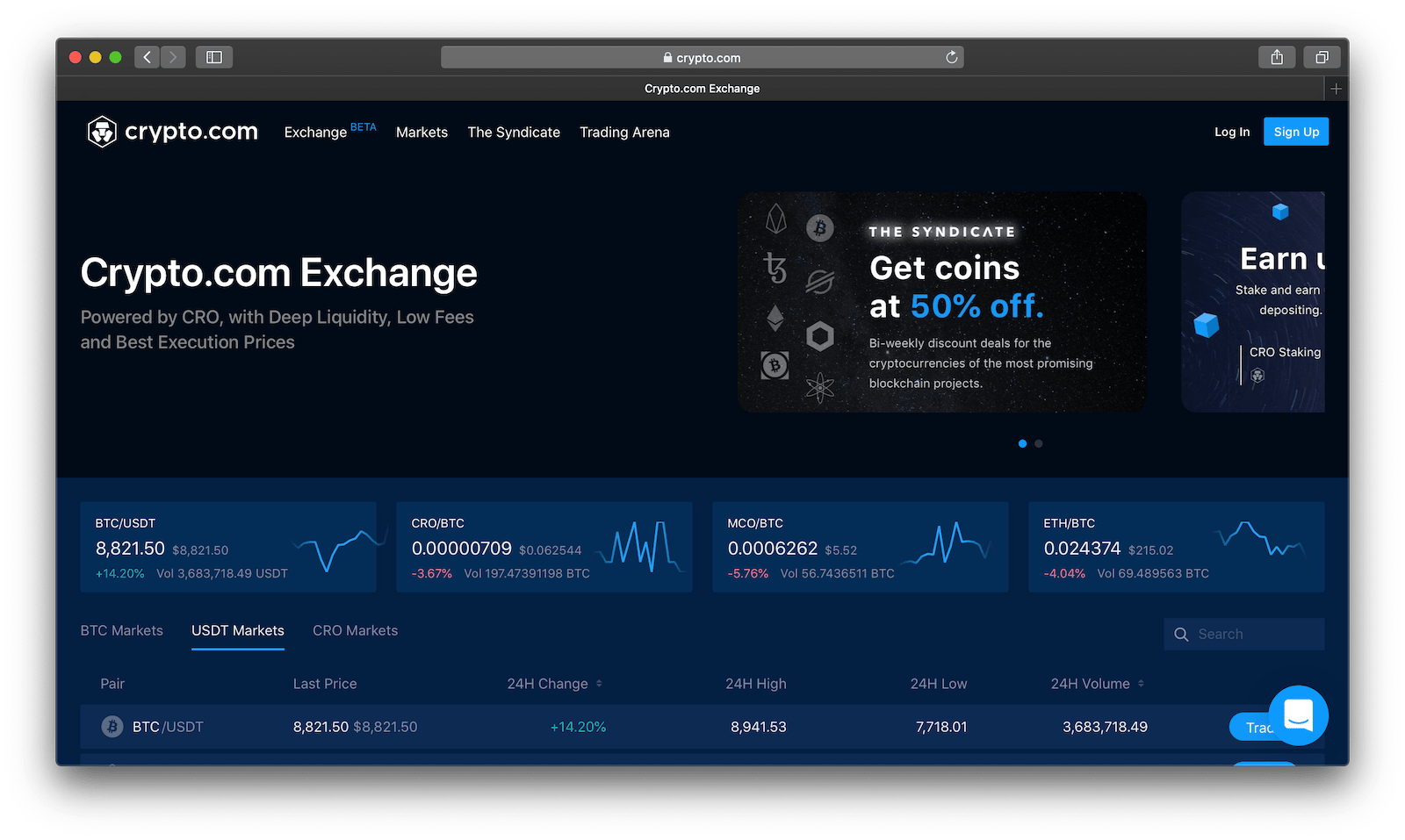 Screenshot of Crypto.com’s website