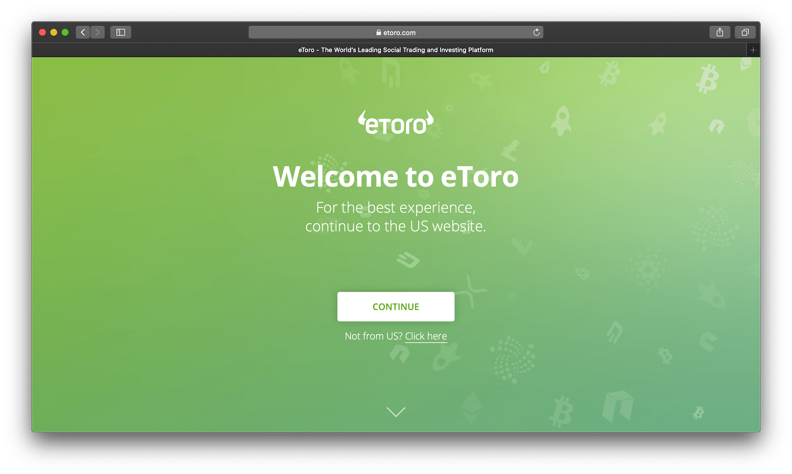 Screenshot of eToro’s website