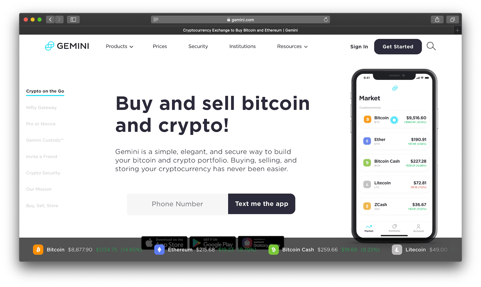 Screenshot of Gemini’s website