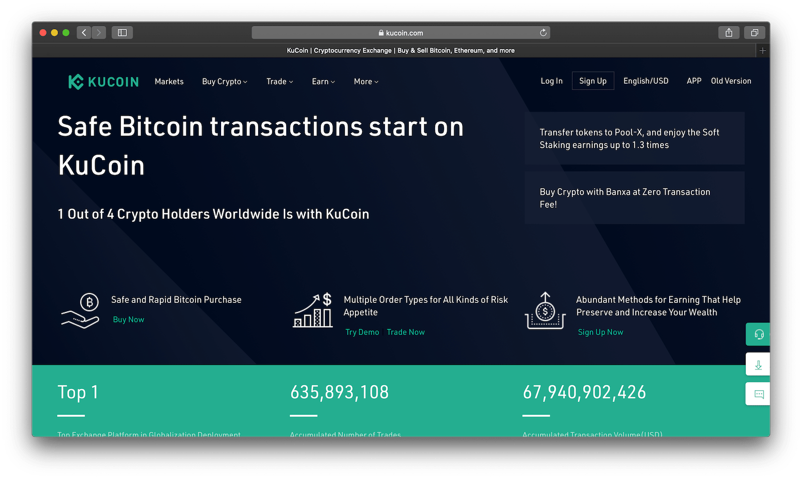 Screenshot of KuCoin’s website