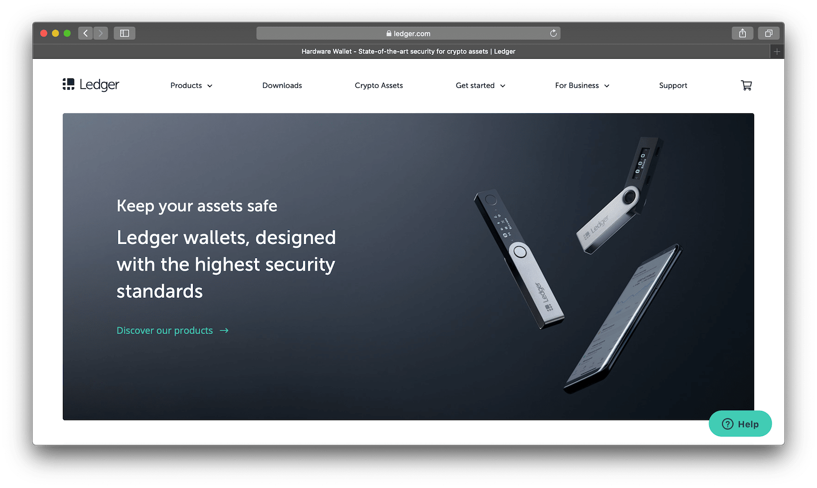 Screenshot of Ledger’s website